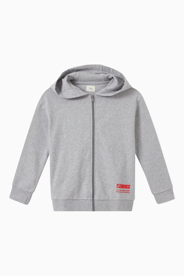 Logo Hooded Sweatshirt in Cotton, Grey