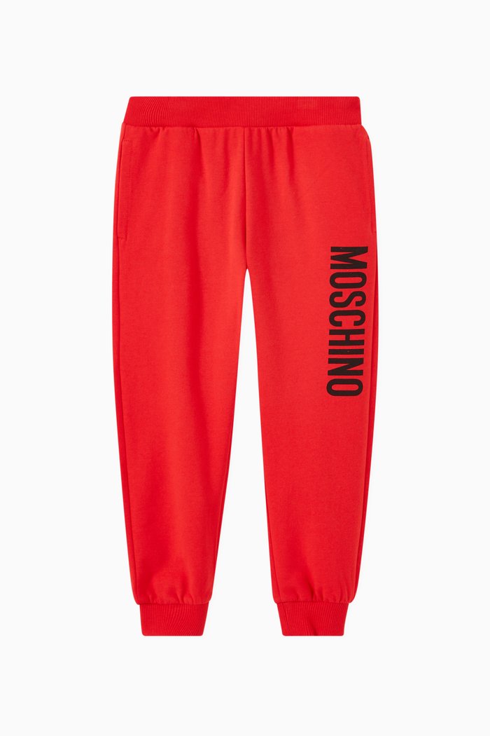 Logo Print Sweatpants in Cotton, Red
