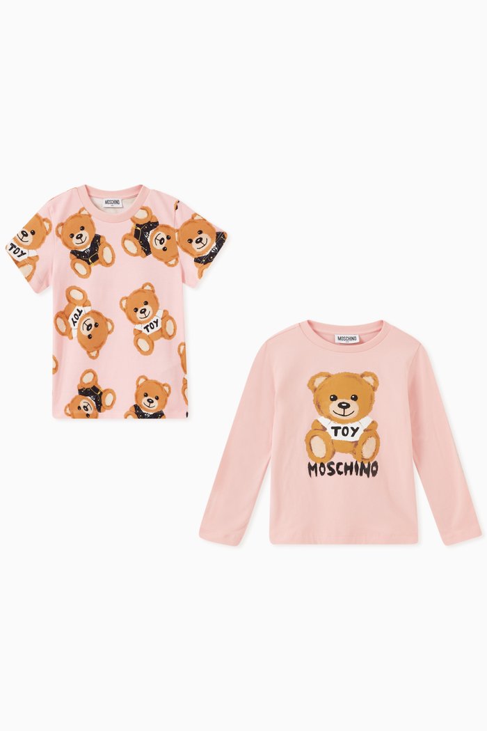 

Teddy Bear Print T-Shirts in Jersey, Set of Two, Pink