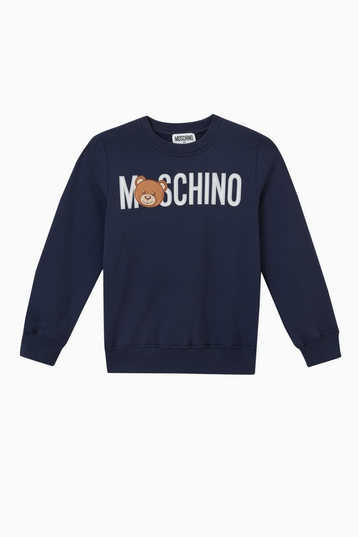 Macro-logo Sweatshirt in Cotton Jersey, Blue