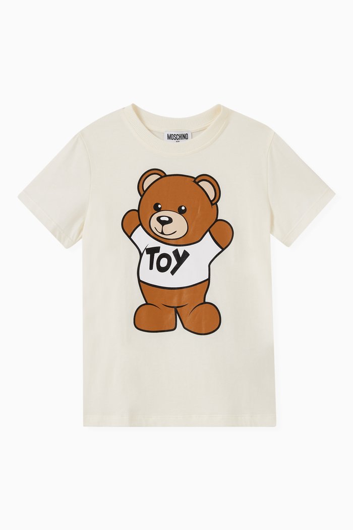 

Teddy Print T-shirt in Jersey, White