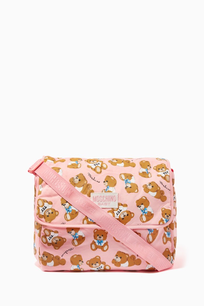 

Teddy Bear Print Diaper Bag, Pink