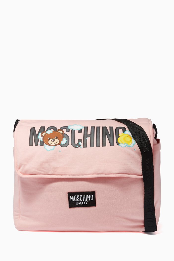 

Logo & Teddy-print Changing Bag, Pink