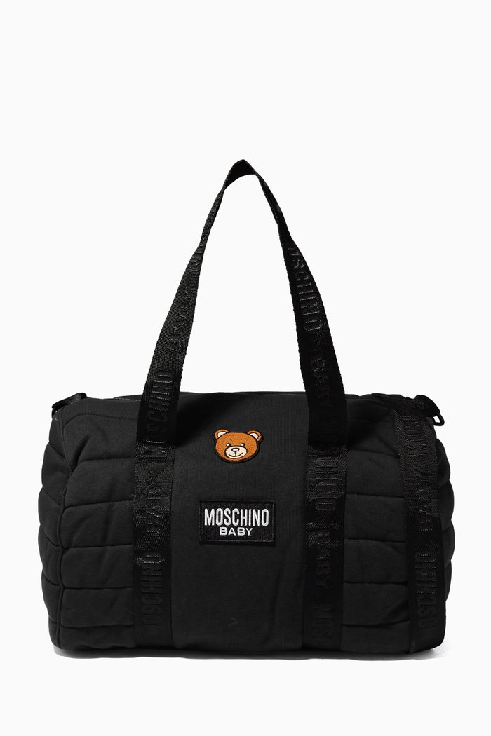 

Logo & Teddy Bear Patch Changing Bag, Black