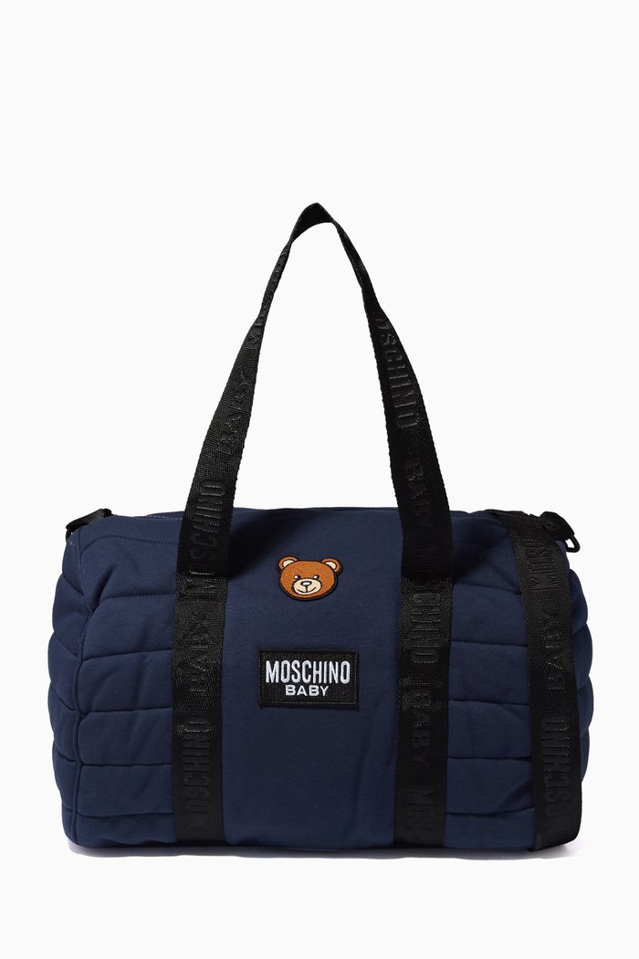 

Logo & Teddy Bear Patch Changing Bag, Blue