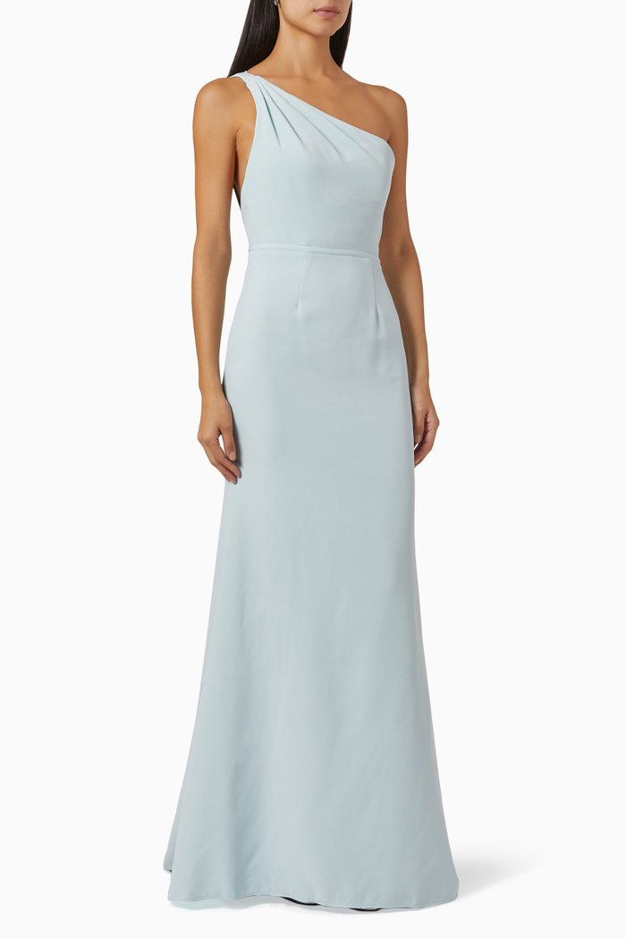 

One-shoulder Trumpet Gown, Blue
