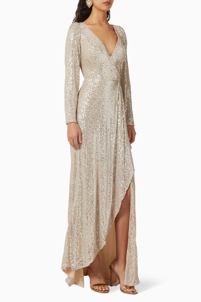 

Wrap Gown in Sequin, Silver