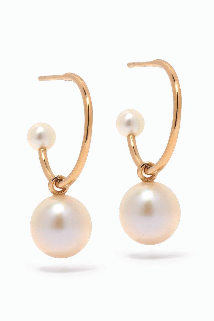 

Freshwater Double Pearl Hoops in 14kt Gold Vermeil, Yellow