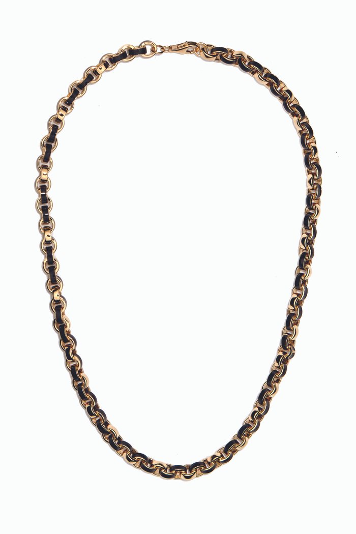 

Chunky Enamel Necklace in 14kt Gold Vermeil, Black