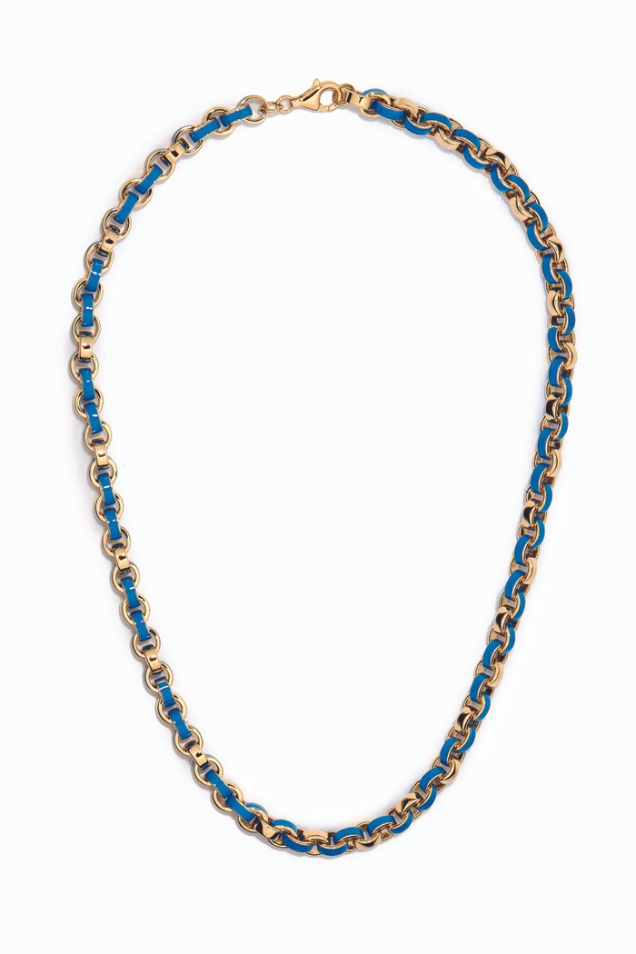 

Chunky Enamel Necklace in 14kt Gold Vermeil, Blue