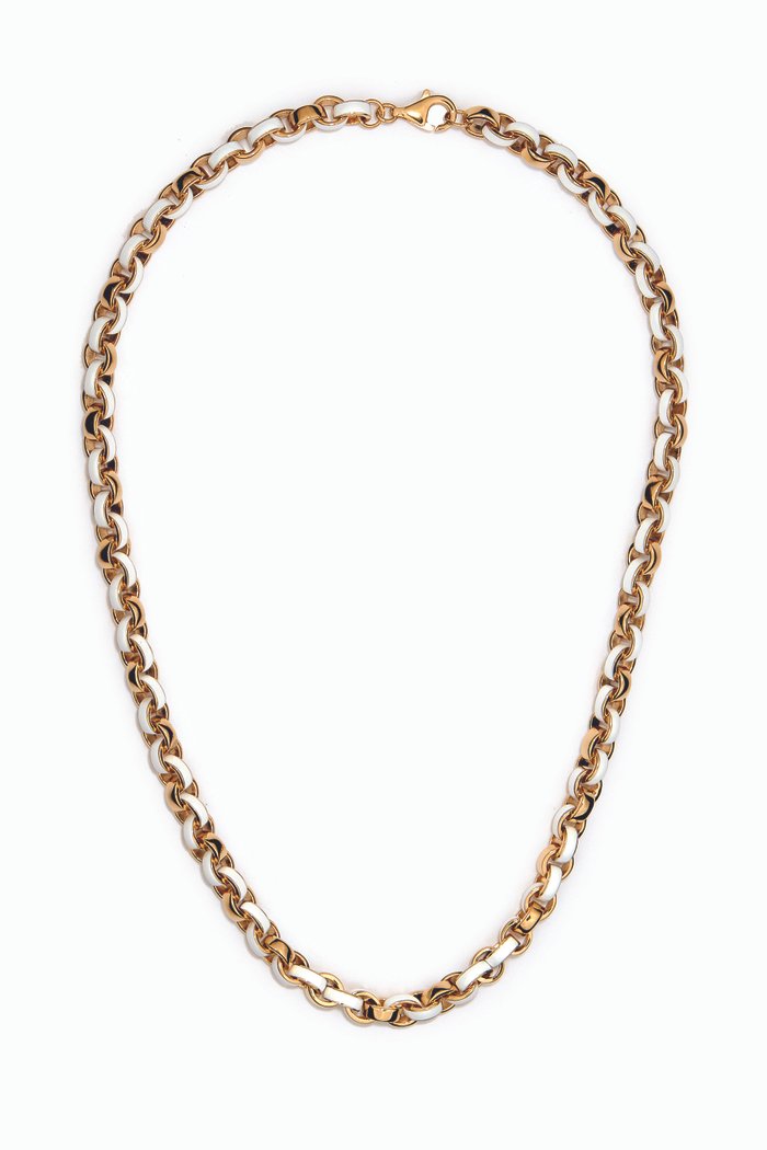 Chunky Enamel Necklace in 14kt Gold Vermeil, White