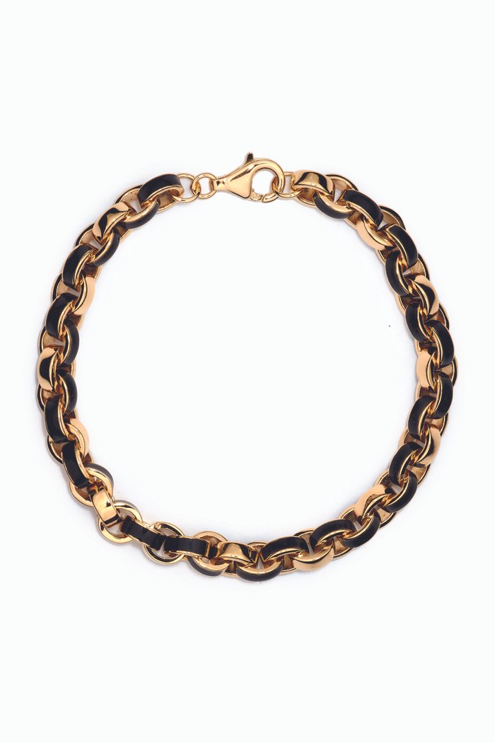 Chunky Enamel Bracelet in 14kt Gold Vermeil, Black