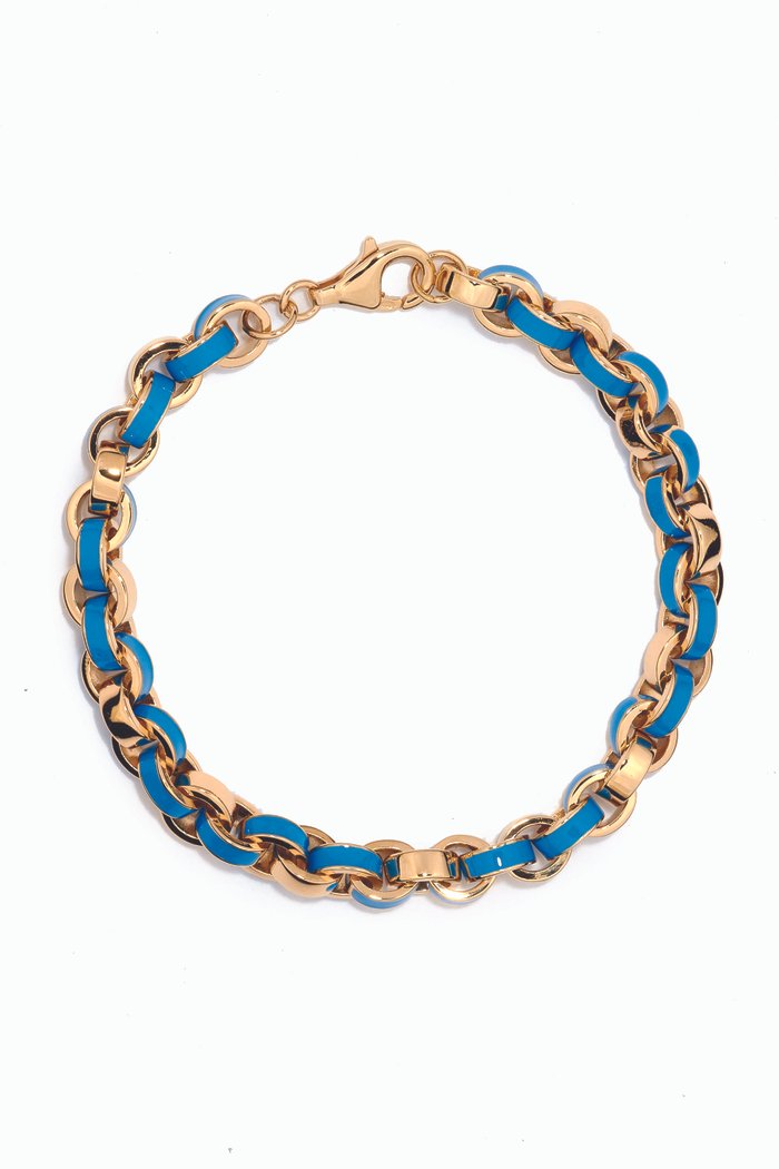 

Chunky Enamel Bracelet in 14kt Gold Vermeil, Blue