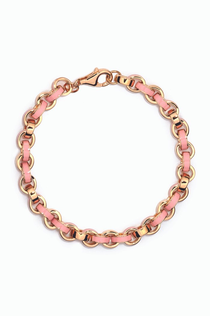 

Chunky Enamel Bracelet in 14kt Gold Vermeil, Pink