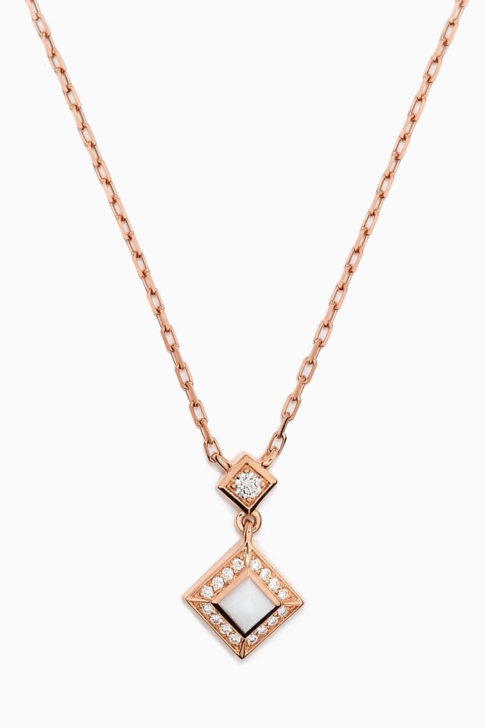 

Cleo White Agate Diamond Necklace in 18kt Rose Gold