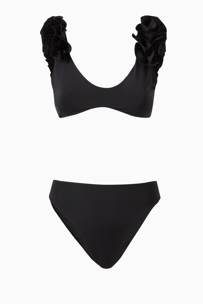 

Juanita High-waist Bikini Set in Lycra, Black