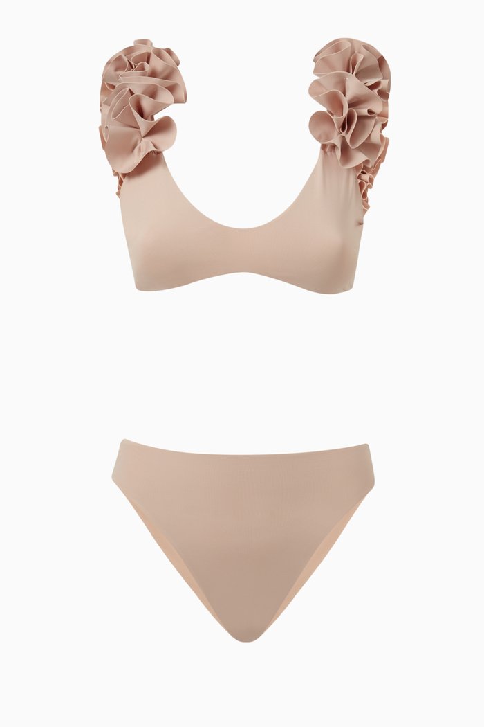 

Juanita High-waist Bikini Set in Lycra, Brown