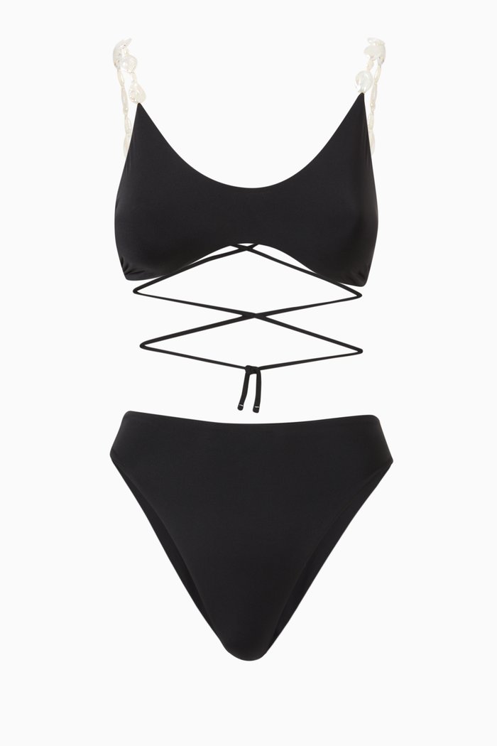 

Atenas High-waist Bikini Set in Lycra, Black