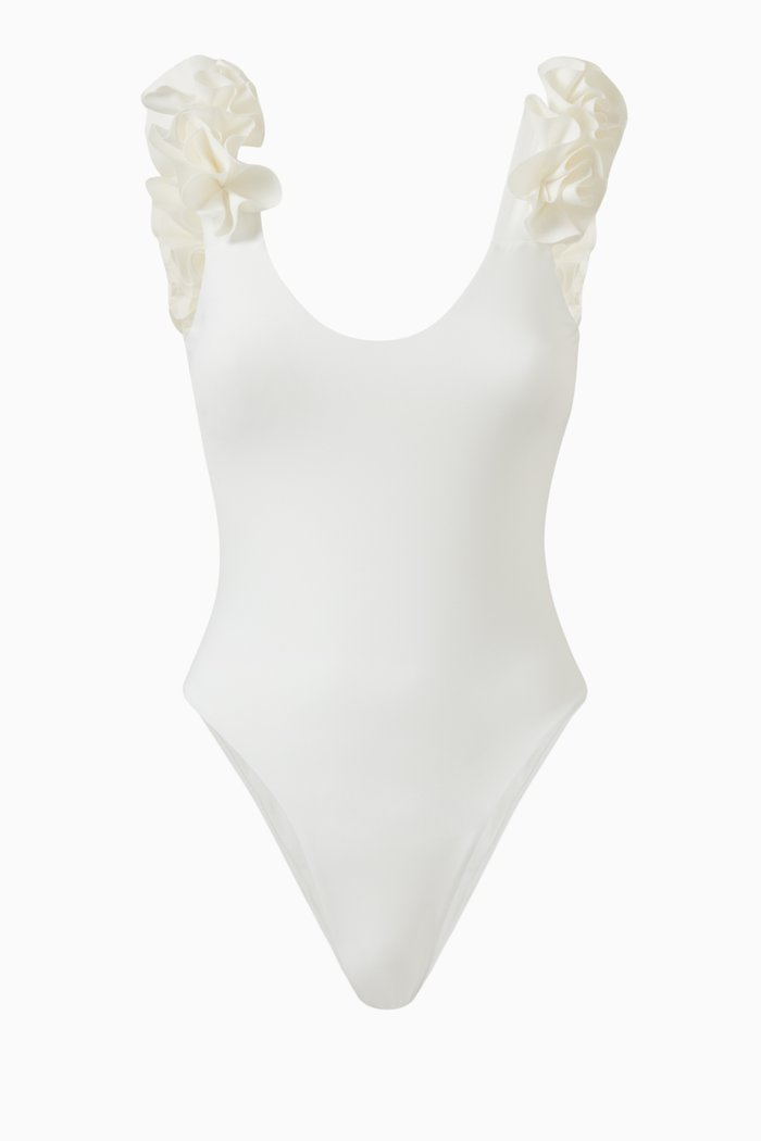 

Nayades Ruffle One-piece Swimsuit in Lycra, Neutral