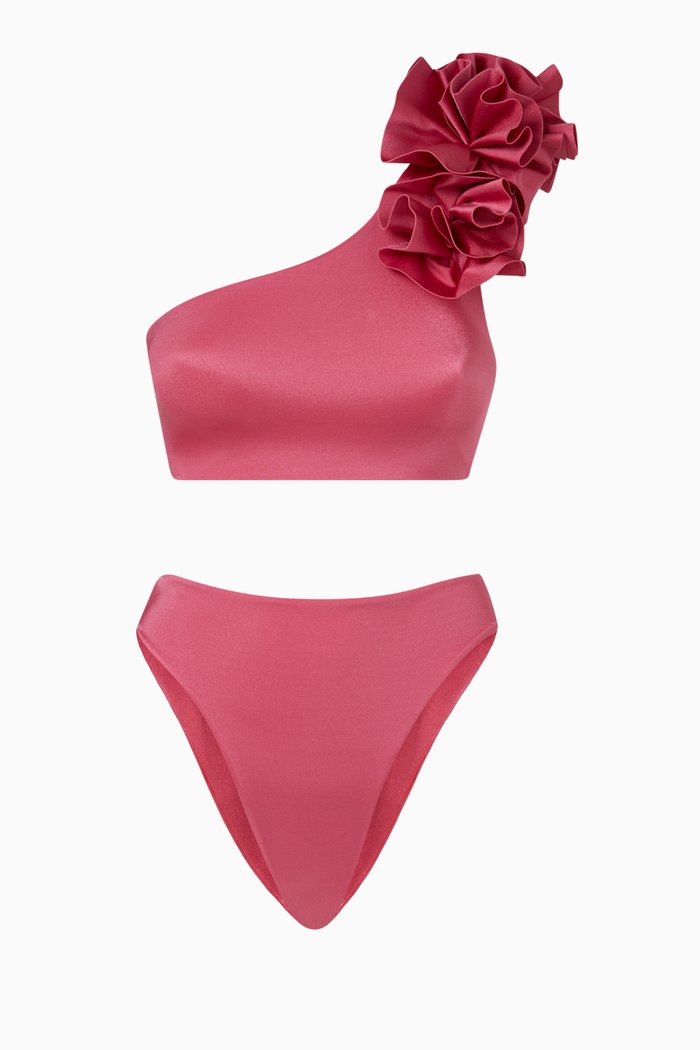 

Dione One-shoulder Bikini in Stretch Nylon, Pink