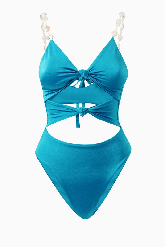 

Hereida Cut-out One-piece Swimsuit in Lycra, Blue