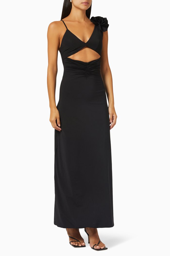 

Sibila Cut-out Maxi Dress in Lycra, Black