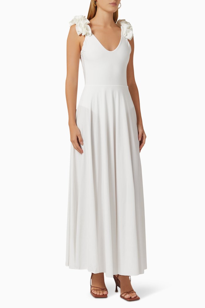 

Lira Maxi Dress in Stretch Nylon, Neutral