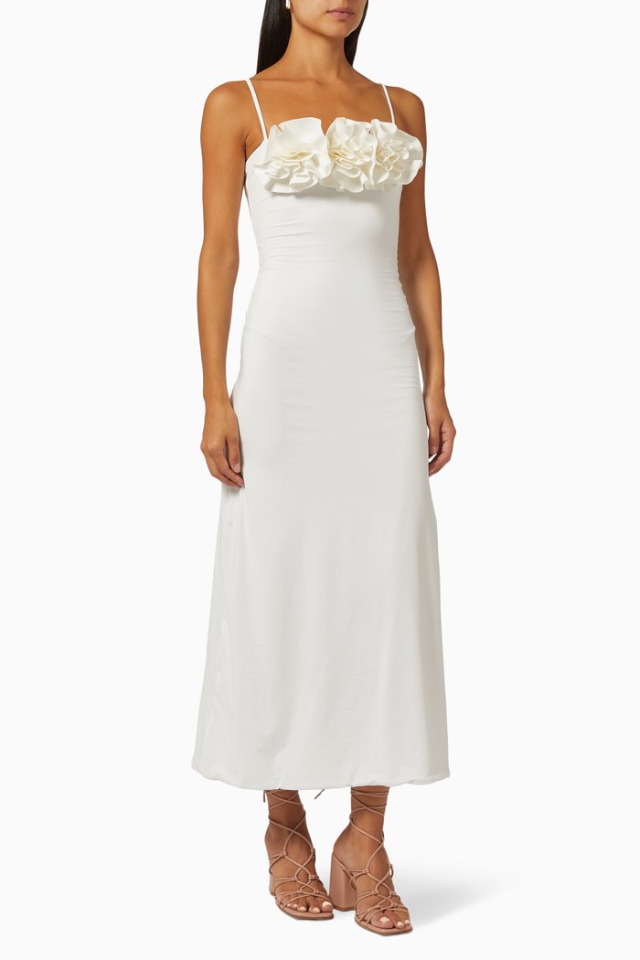 

Aura Ruffle Miaxi Dress in Lycra, Neutral