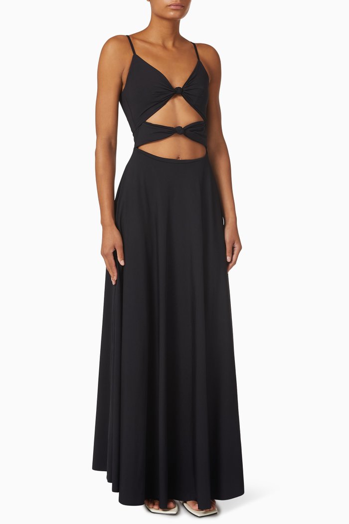 

Sol Maxi Dress in Stretch Nylon, Black