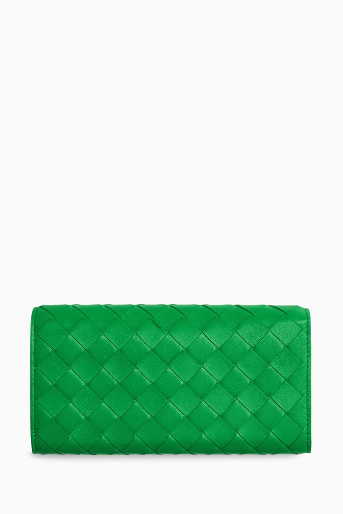 

Continental Wallet in Intrecciato Nappa, Green