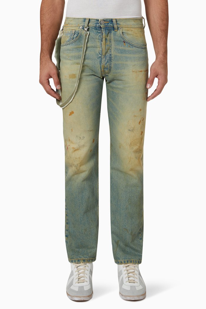 

Dirty Wash Straight-leg Jeans in Denim, Grey