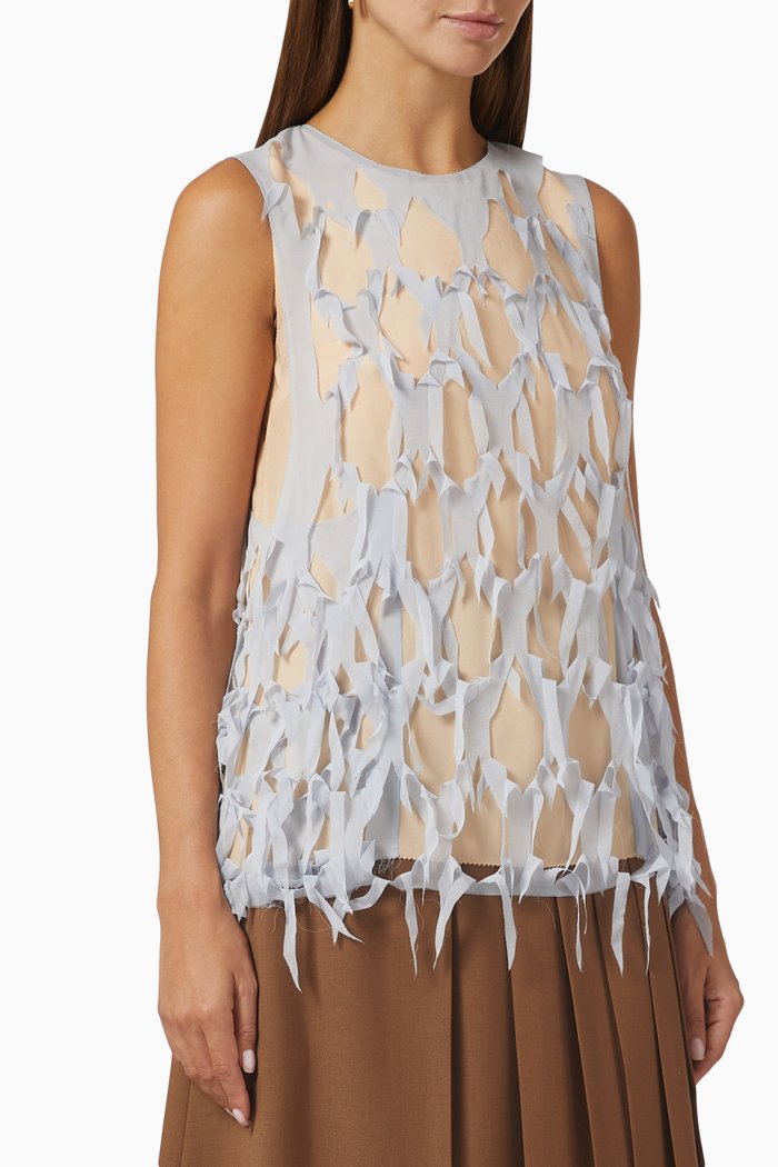 

Cut-out Blouse in Silk Blend, Multicolour