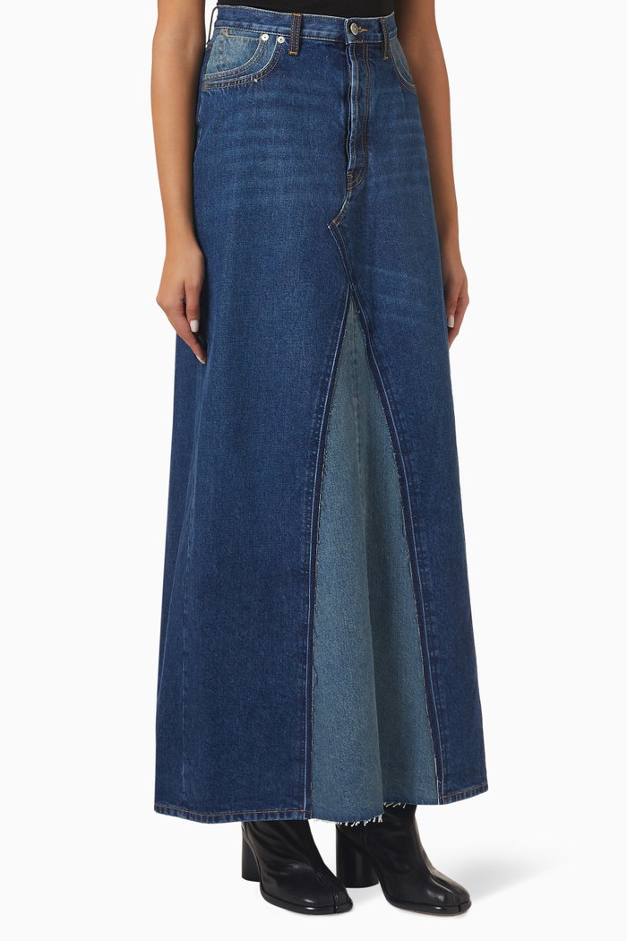 Maxi Skirt in Repurposed Denim, Blue