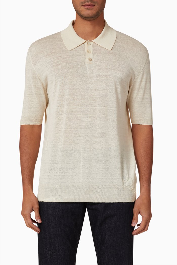 

Polo Shirt in Linen, Neutral