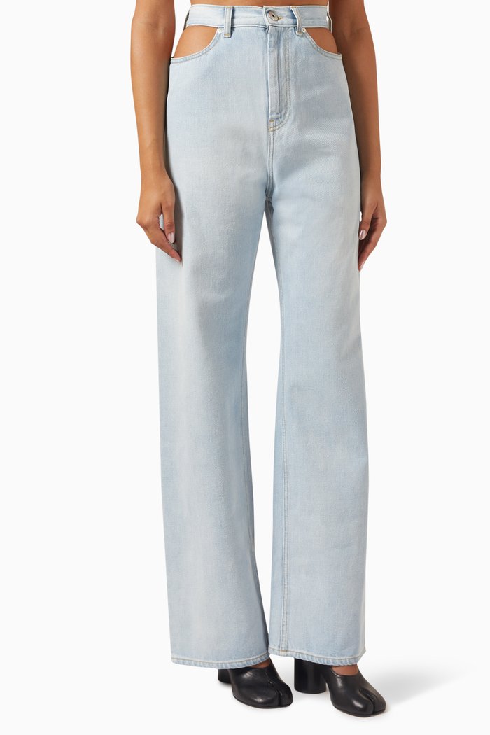 

Cut-out Waist Jeans in Denim, Blue