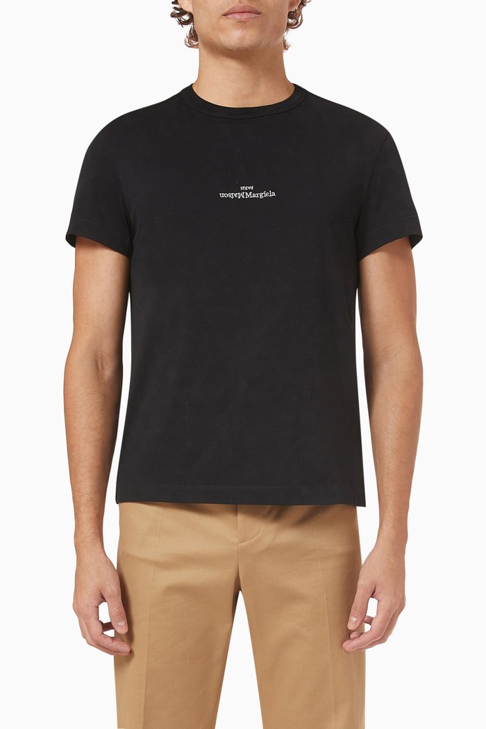 MM Micro Logo T-shirt in Cotton, Black
