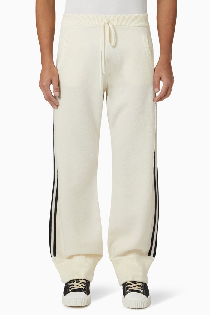 

Side-Stripe Pants in Wool, White