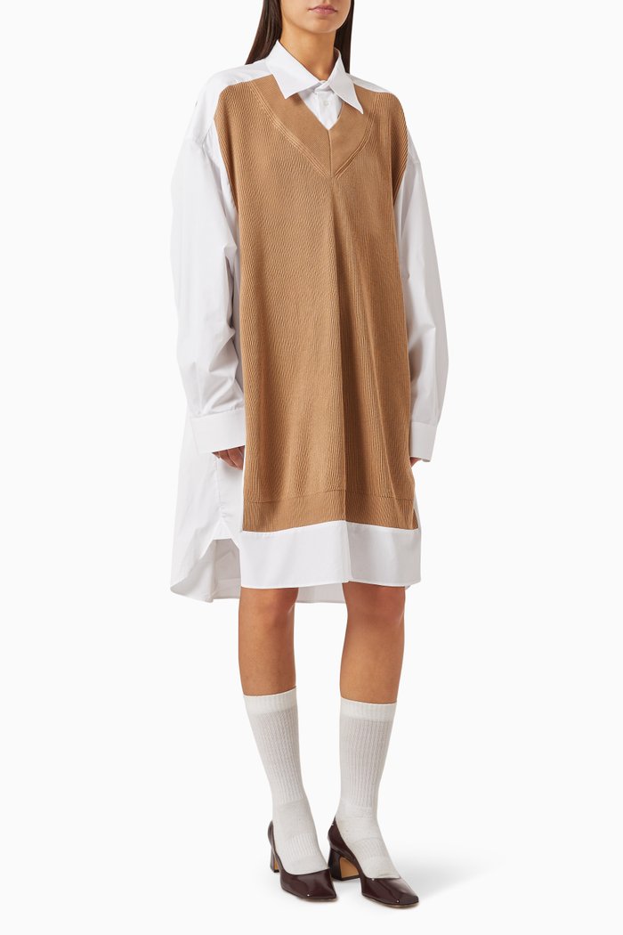 

Oversized Shirt Dress in Cotton, White