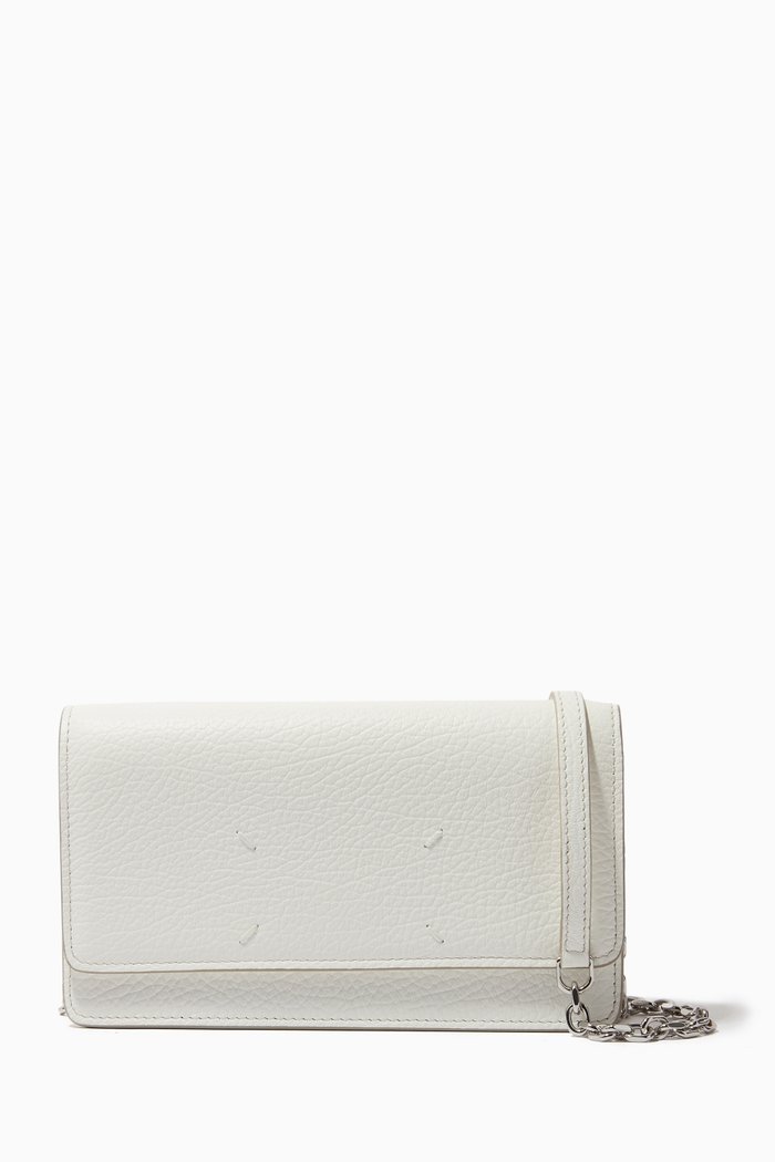 Slimline Wallet in Grained Leather, White