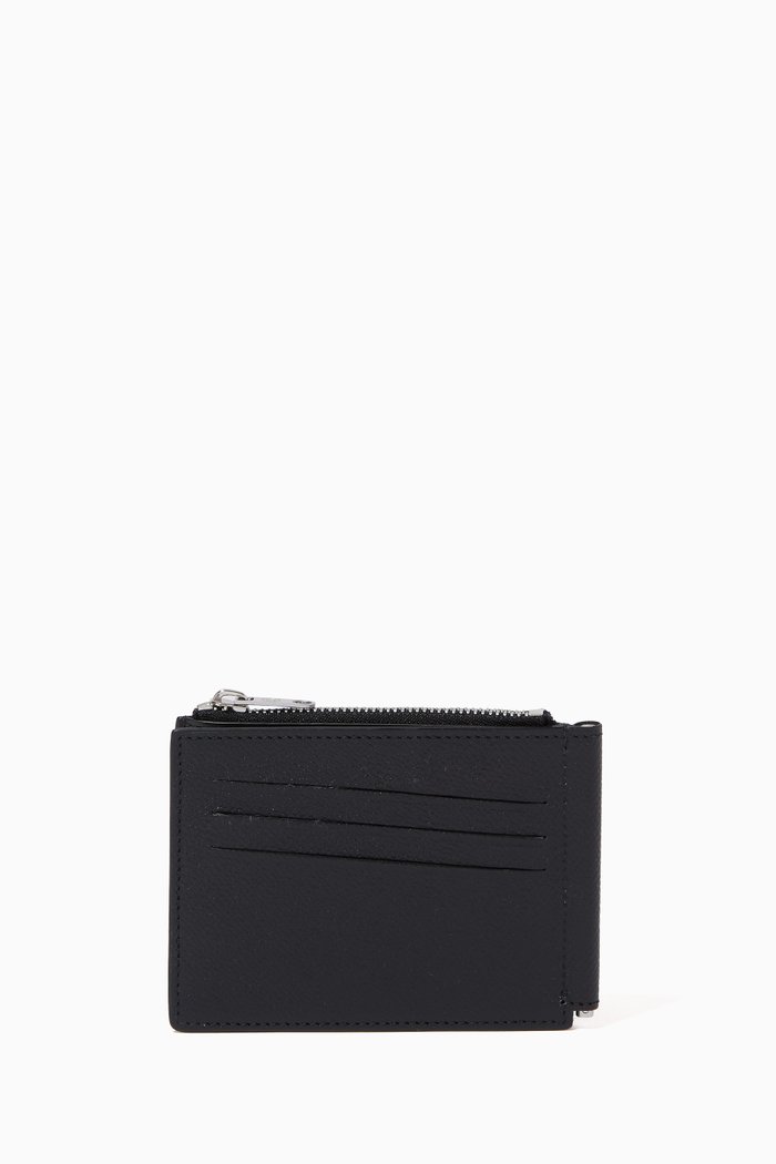 

Money Clip Bi-fold Wallet in Leather, Black