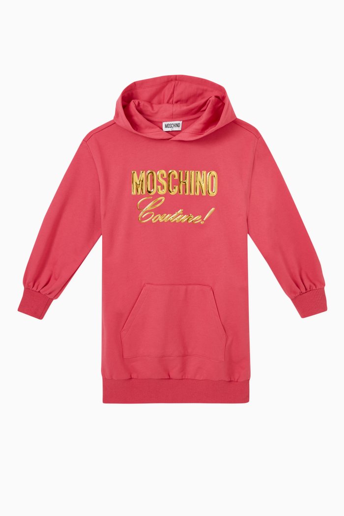 

Logo Print Sweatshirt Dress in Cotton, Pink