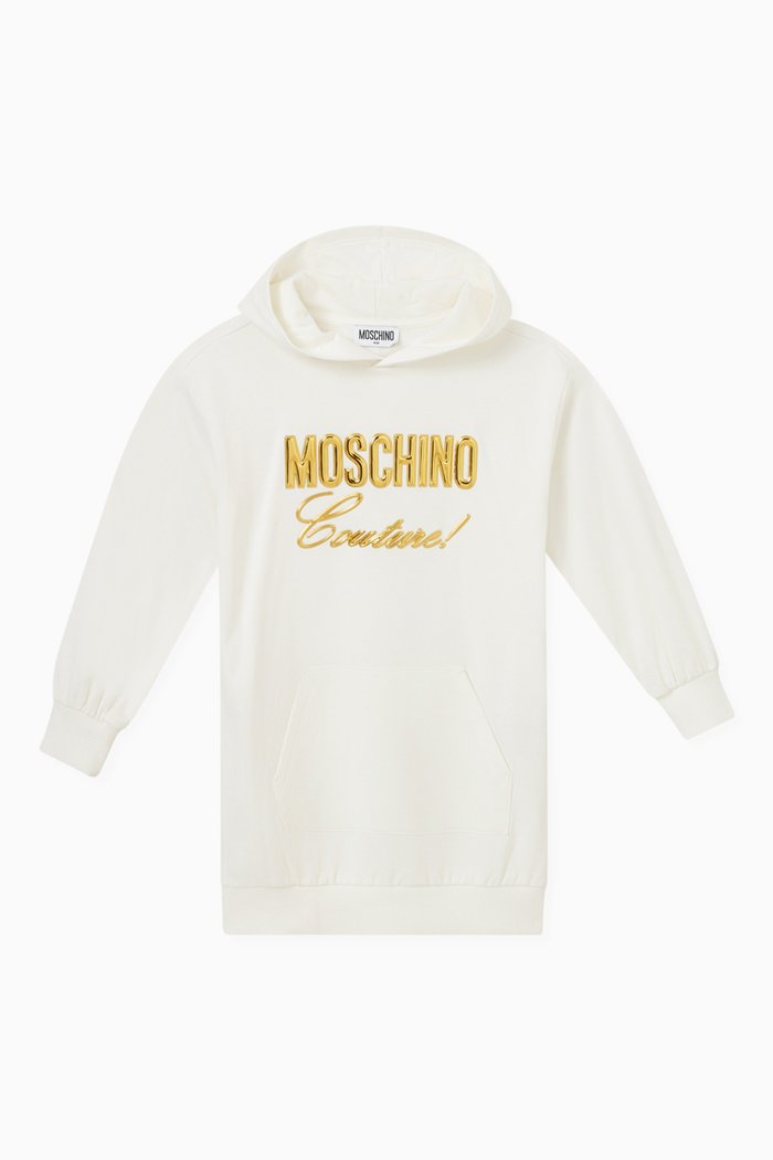 

Logo Print Sweatshirt Dress in Cotton, White