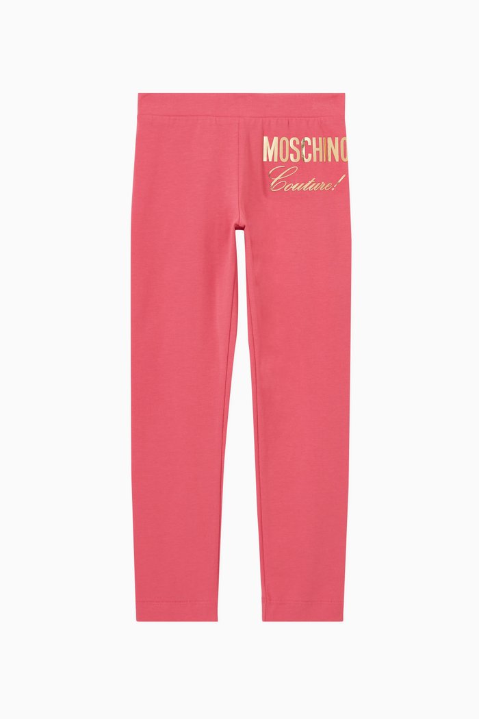 

Logo Print Leggings in Cotton, Pink