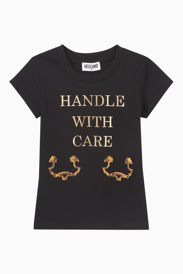 

Slogan Print T-shirt in Cotton, Black