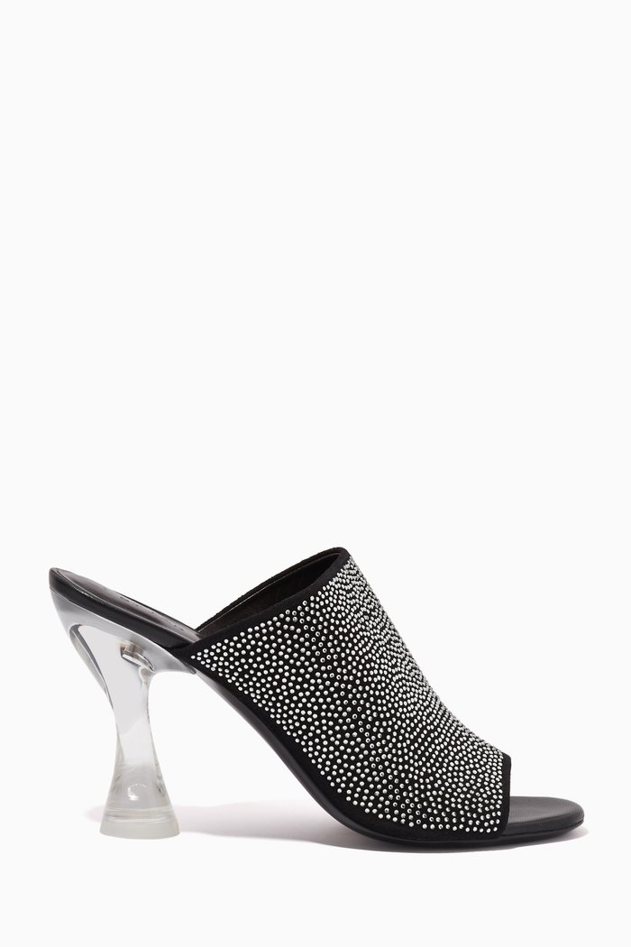 

Luz 100 Mules in Crystal Embellished Suede, Black