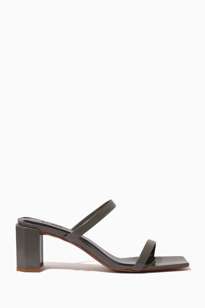 Tanya Mules in Patent Leather, Grey