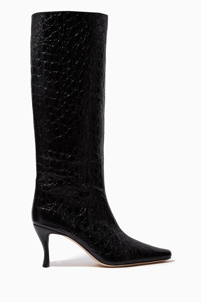

Stevie Boots in Croc-embossed Leather, Black