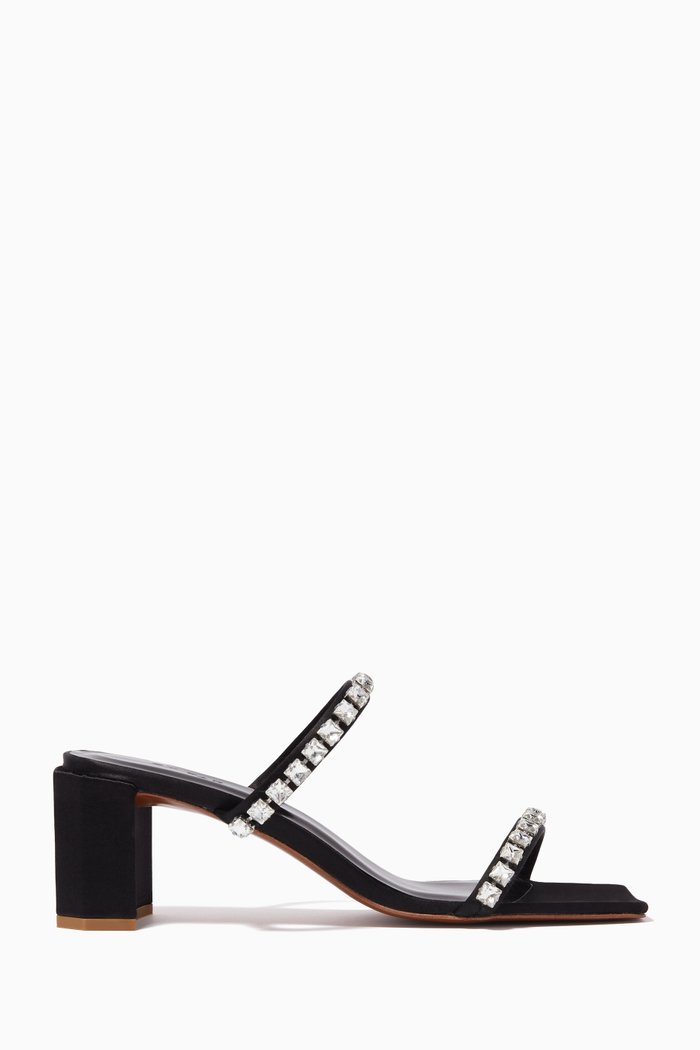 

Tanya Mules in Silk Satin, Black