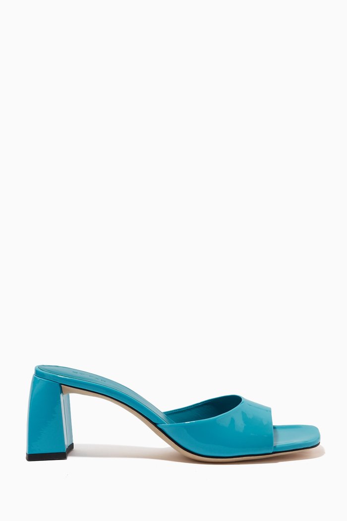 Romy 70 Mule Sandals in Patent-leather, Blue
