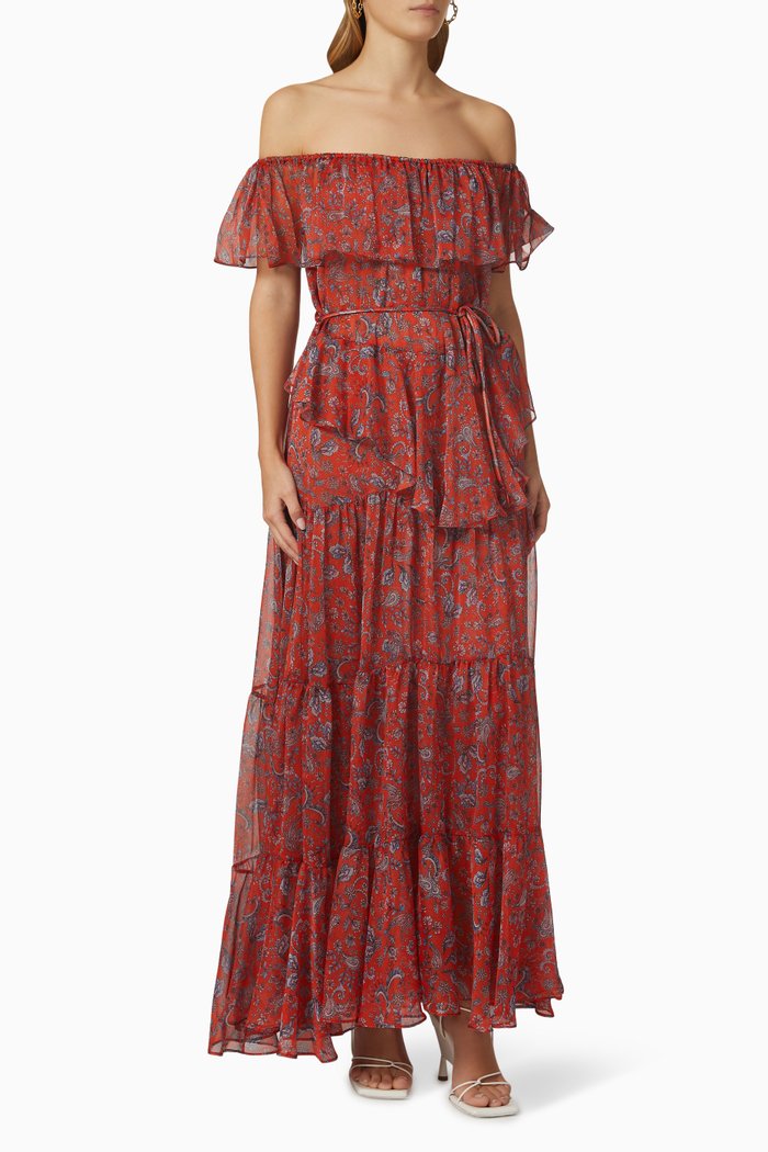 

Kiera Printed Dress, Burgundy